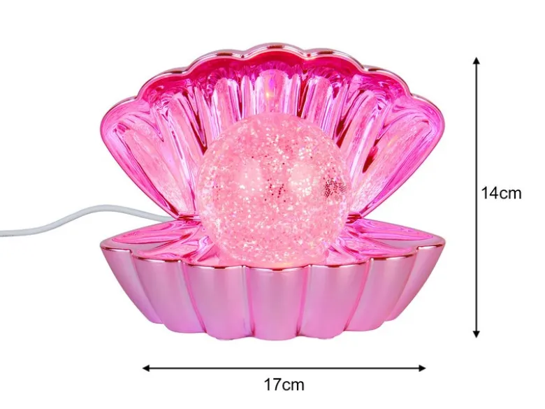 USB Muschel Tischlampe SHELLY Pink mit RGB Beleuchtung, Höhe 14cm