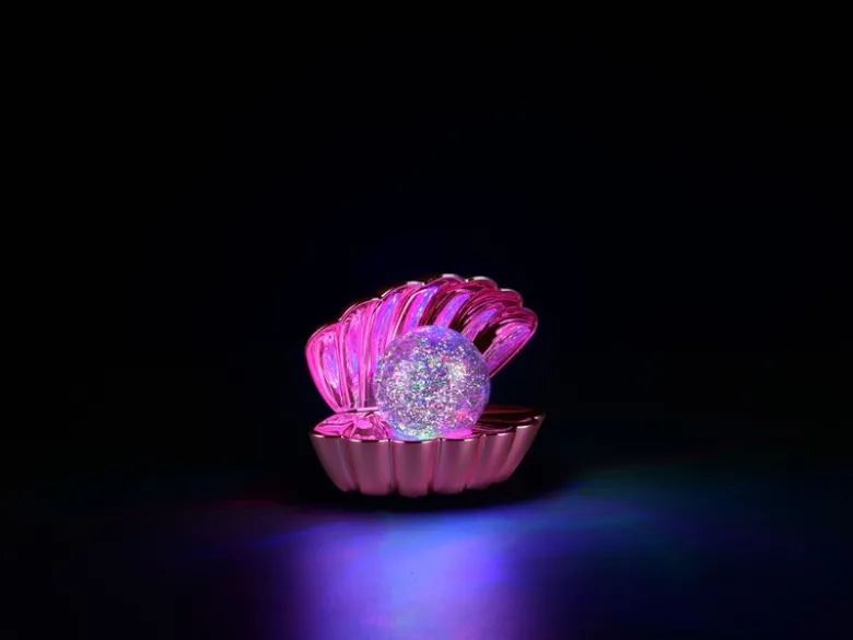 USB Muschel Tischlampe SHELLY Pink mit RGB Beleuchtung, Höhe 14cm