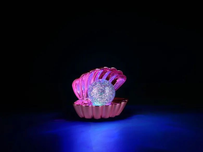 USB Muschel Tischlampe SHELLY Pink mit RGB Beleuchtung, Höhe 14cm