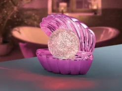 USB Muschel Tischlampe SHELLY Pink mit RGB Beleuchtung, Höhe 14cm