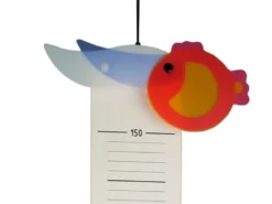 Verspielte Messlatte aus Holz, Made in Germany, 70-150cm, Design FISCHE