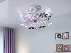 Verspielte Deckenleuchte FLOWER im floralen Design, Chrom Multicolor Ø 38cm