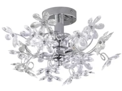 Verspielte Deckenleuchte FLOWER im floralen Design, Chrom Multicolor Ø 38cm
