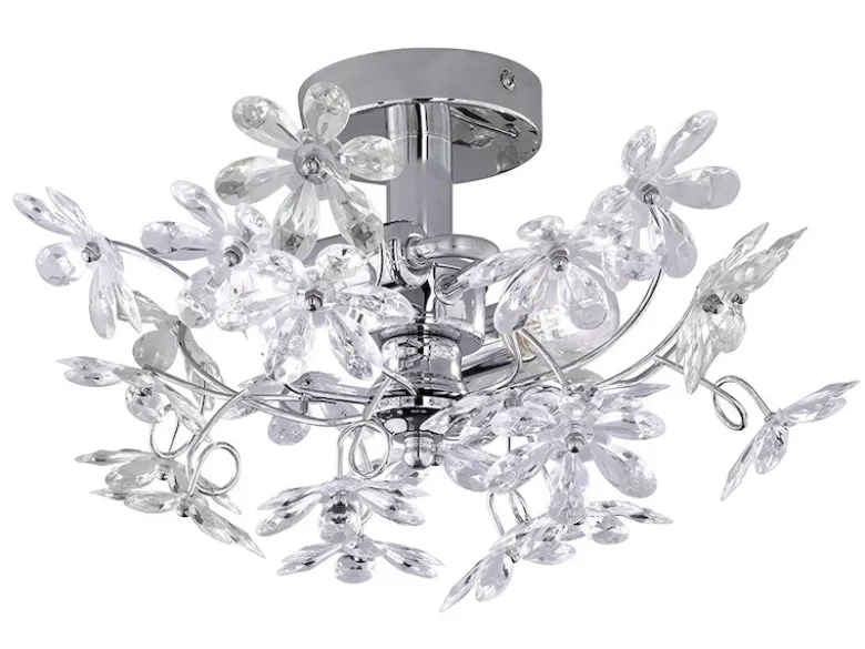 Verspielte Deckenleuchte FLOWER im floralen Design, Chrom Multicolor Ø 38cm