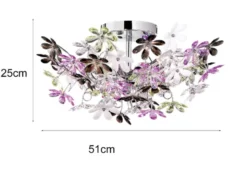 Verspielte Deckenleuchte FLOWER im floralen Design Chrom Multicolor, Ø 51cm