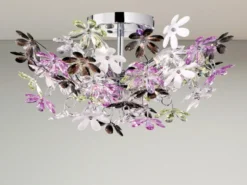 Verspielte Deckenleuchte FLOWER im floralen Design Chrom Multicolor, Ø 51cm