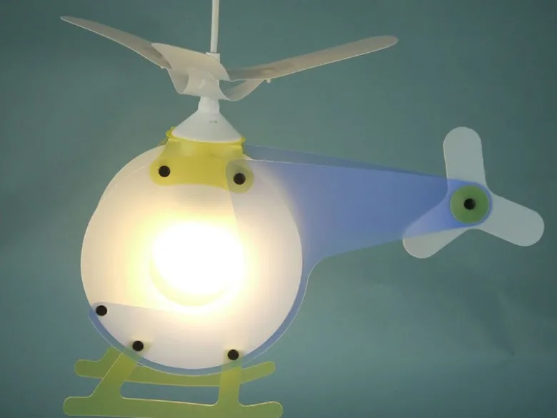 Verspielte Kinderzimmerpendelleuchte, inkl. Leuchtmittel, Design HUBSCHRAUBER