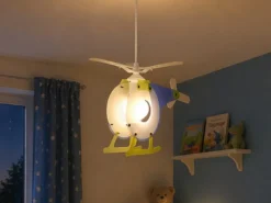 Verspielte Kinderzimmerpendelleuchte, inkl. Leuchtmittel, Design HUBSCHRAUBER