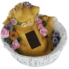 Verspielte LED Deko Solarleuchte Katze und Blumen im Korb, Höhe 15cm