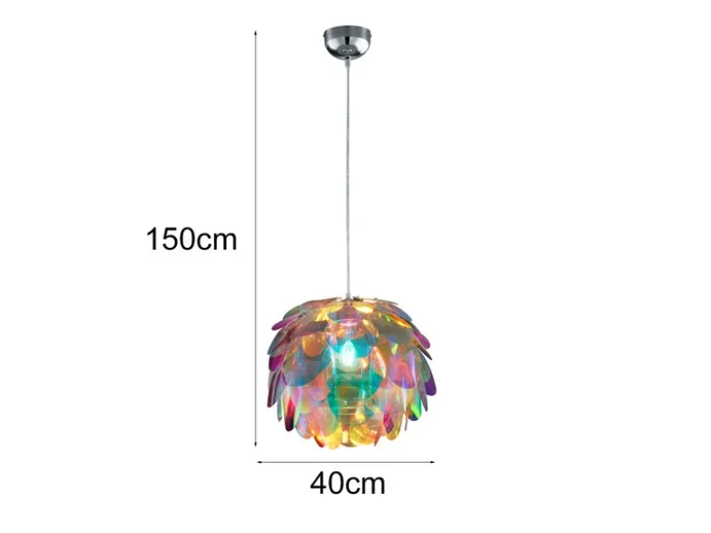 Verspielte LED Pendelleuchte mit bunten Kunststoffblättern, Ø 40cm