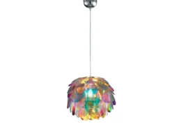 Verspielte LED Pendelleuchte mit bunten Kunststoffblättern, Ø 40cm
