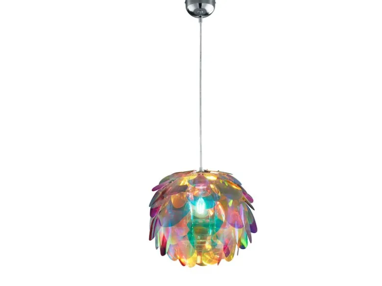 Verspielte LED Pendelleuchte mit bunten Kunststoffblättern, Ø 40cm