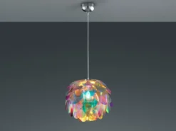 Verspielte LED Pendelleuchte mit bunten Kunststoffblättern, Ø 40cm