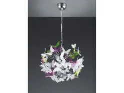 Verspielte Pendelleuchte BUTTERFLY 4 flammig mit bunten Schmetterlingen, Ø 50cm