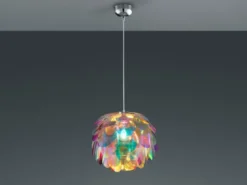 Verspielte Pendelleuchte CLOVER mit bunten Kunststoffblättern, Ø 40cm
