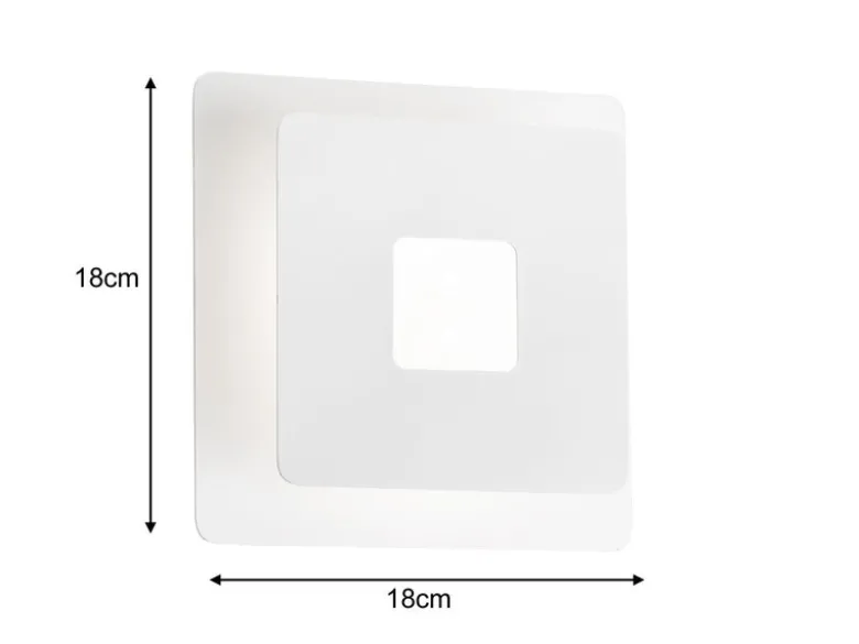 Verstellbare LED Wandleuchte HENNES Weiß eckig, Höhe 18cm
