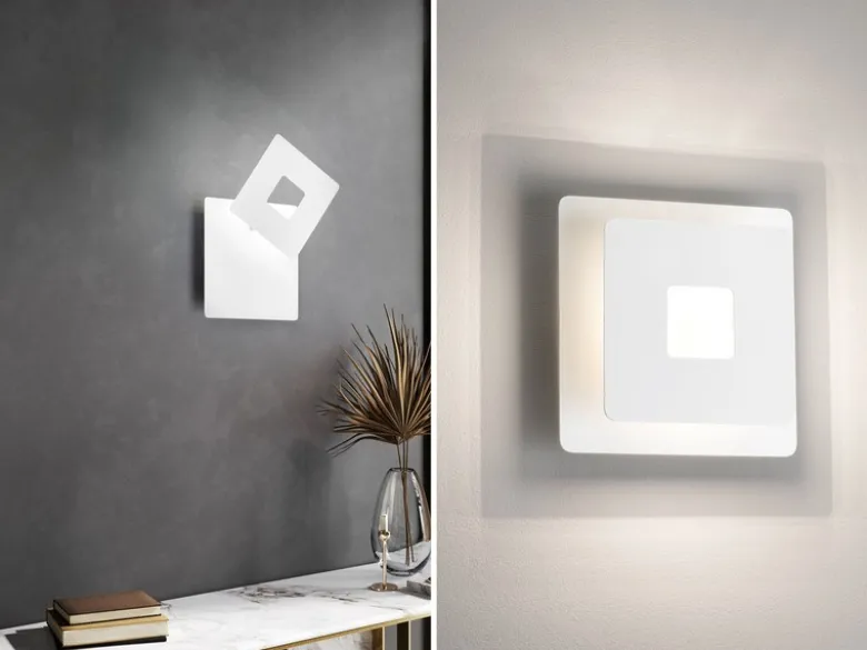 Verstellbare LED Wandleuchte HENNES Weiß eckig, Höhe 18cm