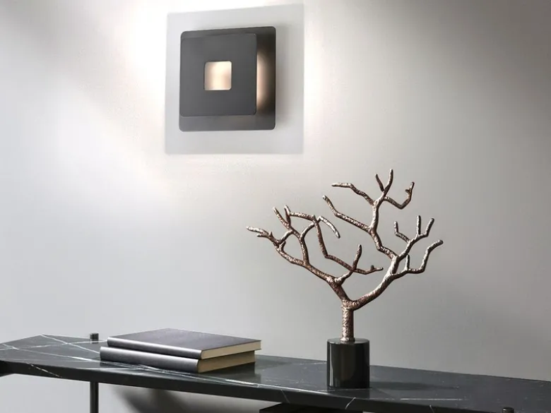 Verstellbare LED Wandleuchte HENNES Schwarz eckig, Höhe 18cm