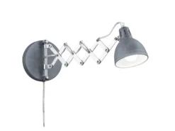 Verstellbare LED Wandleuchte mit Scherengelenk aus Metall in Betonfarben