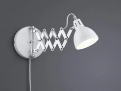 Verstellbare LED Wandleuchte mit Scherengelenk aus Metall in Weiß matt