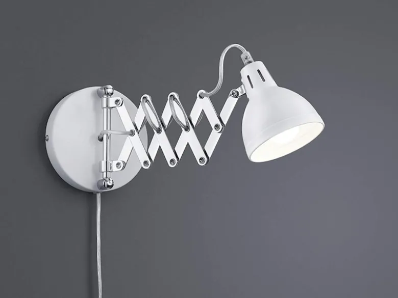 Verstellbare LED Wandleuchte mit Scherengelenk aus Metall in Weiß matt