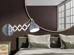 Verstellbare Wandleuchte SCISSOR mit Scherengelenk aus Metall in Betonfarben