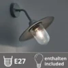 Vintage Außenwandleuchte in Anthrazit mit E27 LED, Höhe 32cm