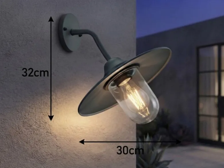 Vintage Außenwandleuchte in Anthrazit mit E27 LED, Höhe 32cm