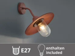 Vintage Außenwandleuchte in Rostoptik mit E27 LED, Höhe 32cm