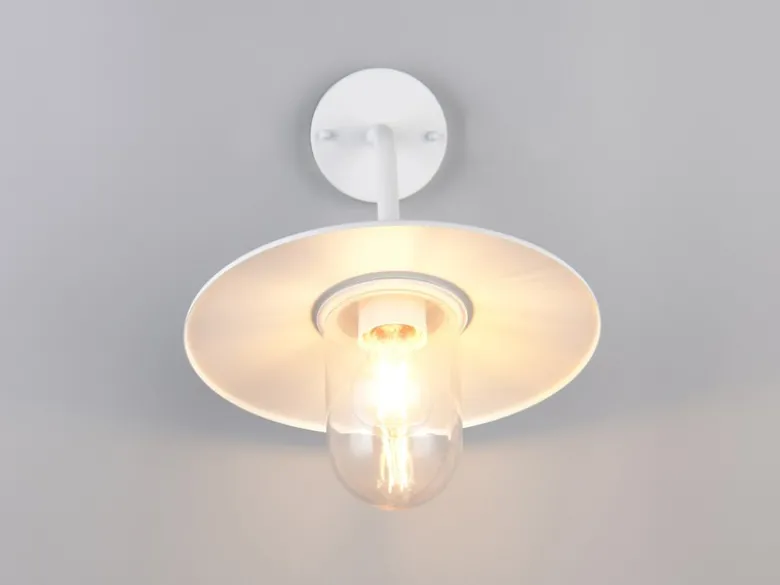 Vintage Außenwandleuchte in Weiß mit E27 LED, Höhe 32cm