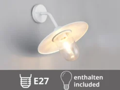 Vintage Außenwandleuchte in Weiß mit E27 LED, Höhe 32cm