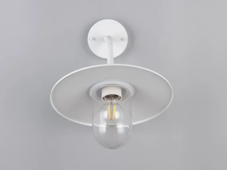 Vintage Außenwandleuchte in Weiß mit E27 LED, Höhe 32cm