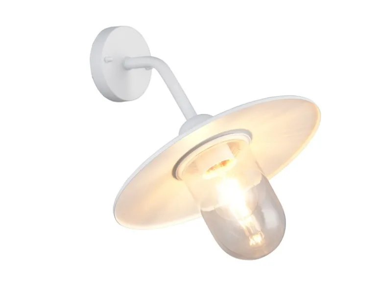 Vintage Außenwandleuchte in Weiß mit E27 LED, Höhe 32cm