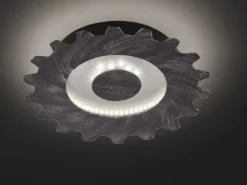 Vintage LED Deckenleuchte LEIF Zahnradoptik in Silber mit Goldakzenten Ø 30cm