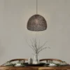 Vintage LED Pendelleuchte aus Metallgeflecht in Altmessing, Ø 36cm
