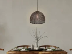 Vintage LED Pendelleuchte aus Metallgeflecht in Altmessing, Ø 36cm