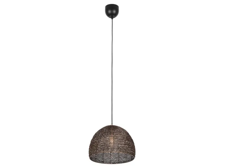 Vintage Pendelleuchte KAMARA aus Metallgeflecht in Altmessing, Ø 36cm
