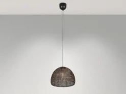 Vintage Pendelleuchte KAMARA aus Metallgeflecht in Altmessing, Ø 36cm