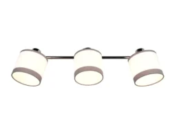 Wand- & Deckenstrahler DAVOS mit Stoffschirmen in Weiß/Grau, Breite 58cm