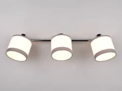 Wand- & Deckenstrahler DAVOS mit Stoffschirmen in Weiß/Grau, Breite 58cm