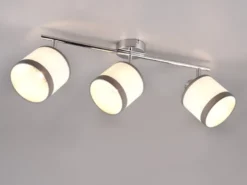 Wand- & Deckenstrahler DAVOS mit Stoffschirmen in Weiß/Grau, Breite 58cm