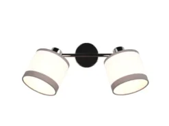 Wand- & Deckenstrahler DAVOS mit Stoffschirmen in Weiß/Grau, Breite 35cm