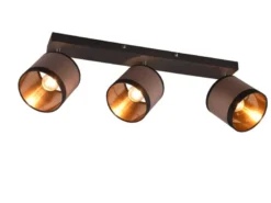 Wand- & Deckenstrahler DAVOS mit Stoffschirmen in Taupe/Gold, Breite 58cm