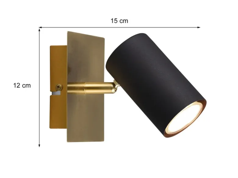 Wand- & Deckenstrahler MARLEY Metall Schwarz Gold, Breite 12cm