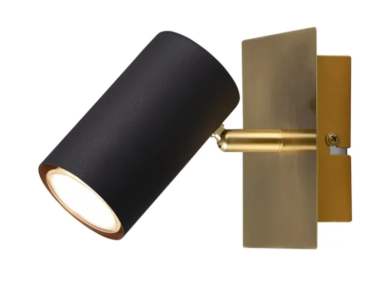 Wand- & Deckenstrahler MARLEY Metall Schwarz Gold, Breite 12cm