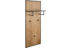 Wandgarderobe AVELIN mit Ablage in Holzoptik und Schwarz, Höhe 122cm