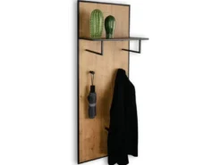 Wandgarderobe AVELIN mit Ablage in Holzoptik und Schwarz, Höhe 122cm