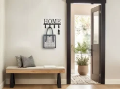 Wandgarderobe NELLY Metall Schwarz - Garderobenleiste Breite 25cm