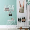 Wandkorb SALLY mit Haken & Home Motiv aus Metall Weiß 40x27cm
