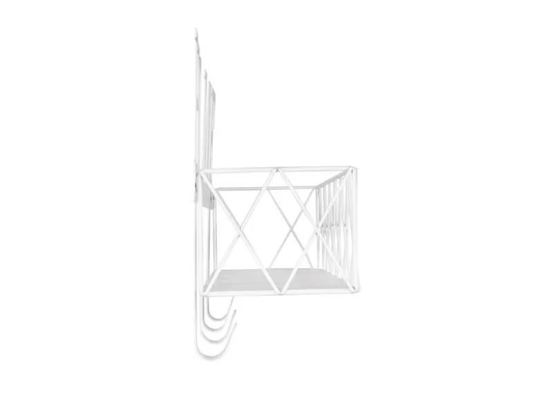 Wandkorb SALLY mit Haken & Home Motiv aus Metall Weiß 40x27cm